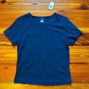 Old Navy cropped length shirt, navy color, size small